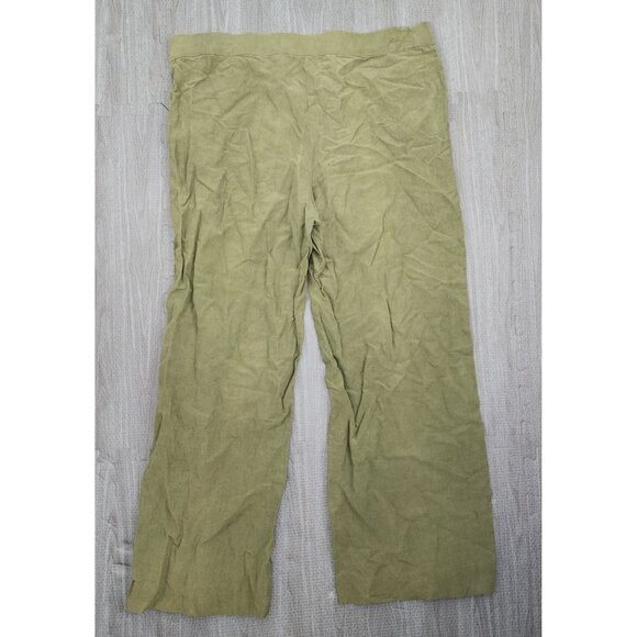 Women's Coldwater Creek Natural Fit Green Silk Linen Pants Wide Leg Medium 10/12 - Picture 2 of 6
